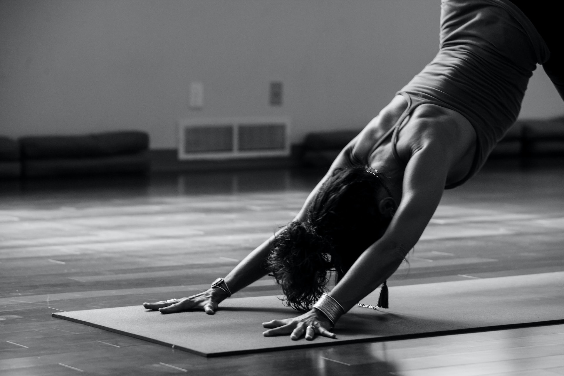 Woman doing yoga on a mat